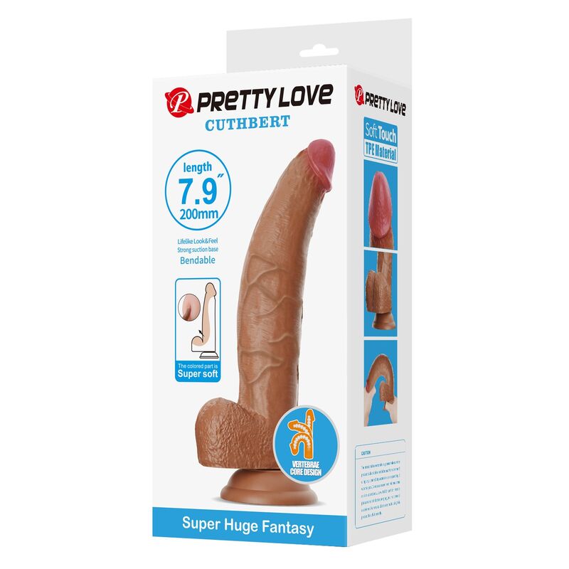 Pretty Love - Cuthbert Dildo Realístico Flexible 20 Cm Ø 5 Cm Tpe Marrón