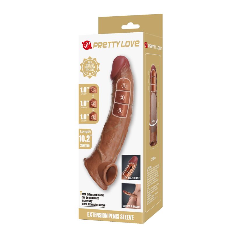 Pretty Love - Funda Extensora Para Pene Ajustable 26 Cm Ø 4 Cm Color Natural