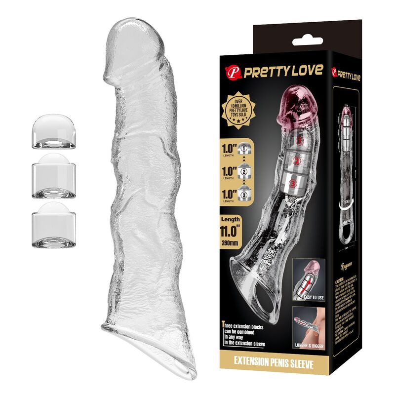 Pretty Love - Funda Extensora Para Pene Ajustable 28 Cm Ø 4,5 Cm Color Transparente