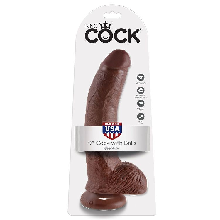 King Cock  9 Pene Realistico Marron 22.9 Cm