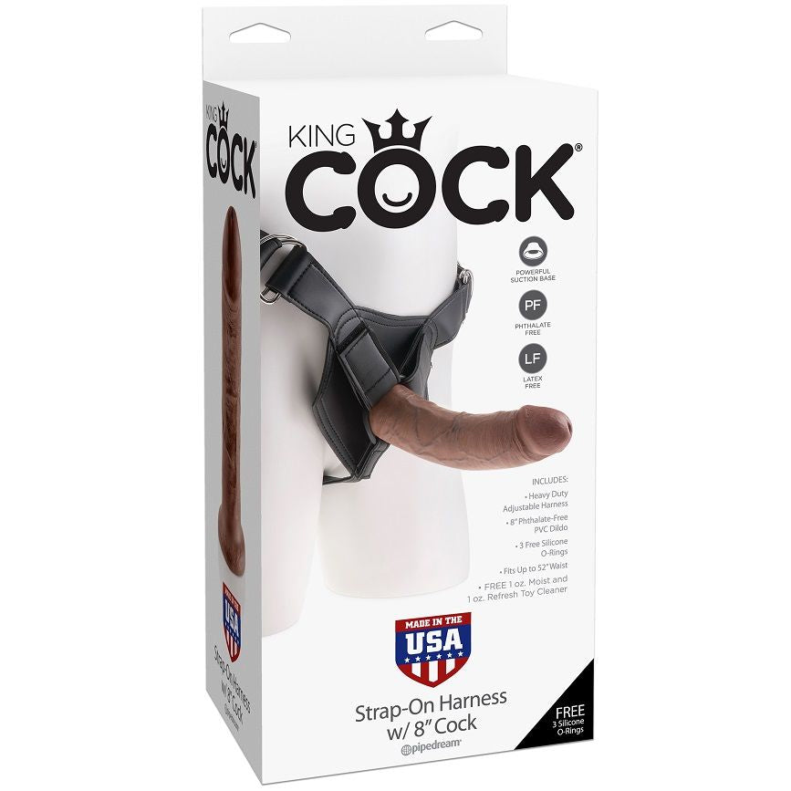 King Cock - Harness Con Pene Realistico Marrón 20.3 Cm