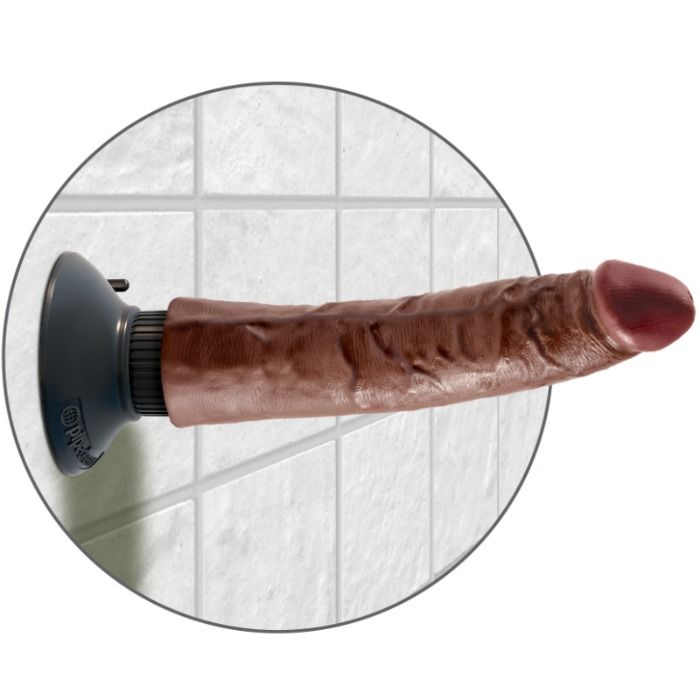 King Cock - Dildo Vibrador Marrón 17.78 Cm
