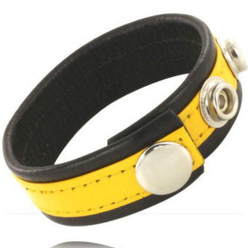 Leather Body - Correa Cuero Ajustable Pene Amarillo-negra