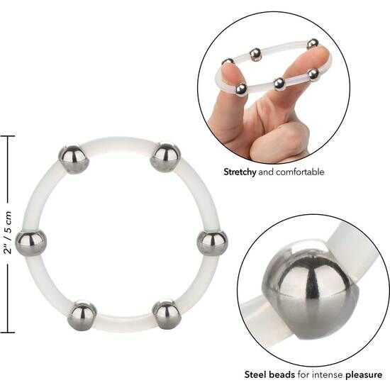 Calexotics - Anillo De Silicona Con Cuentas De Acero Talla Xl