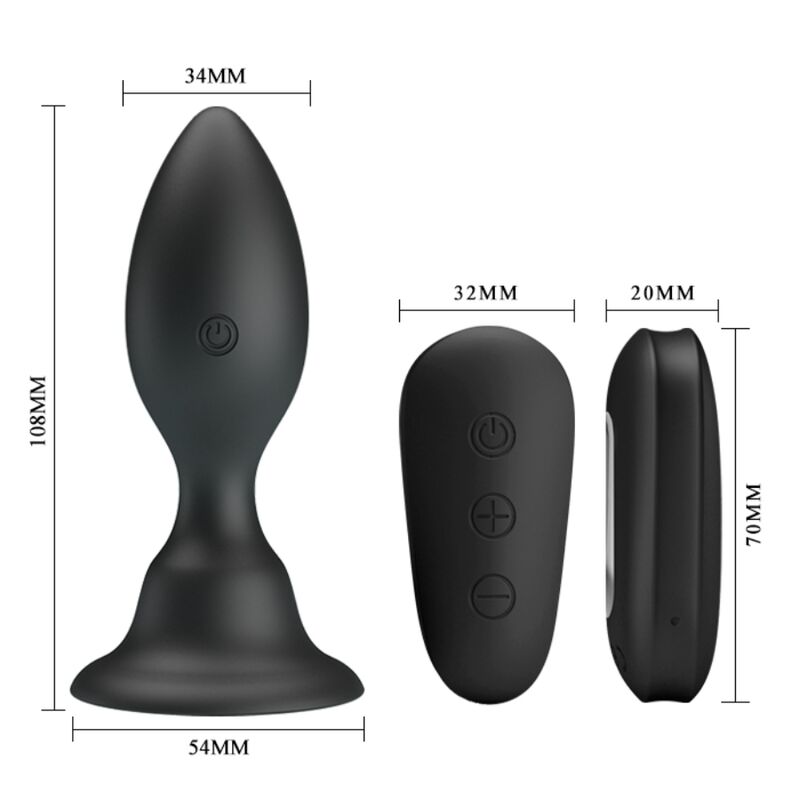 Mr Play - Plug Anal Con Vibracion Negro Control Remoto