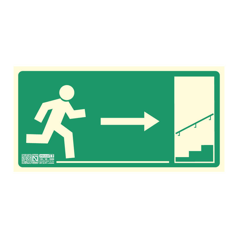 Implaser Ev261n Señal Salida Subida Escalera Derecha 32x16cm