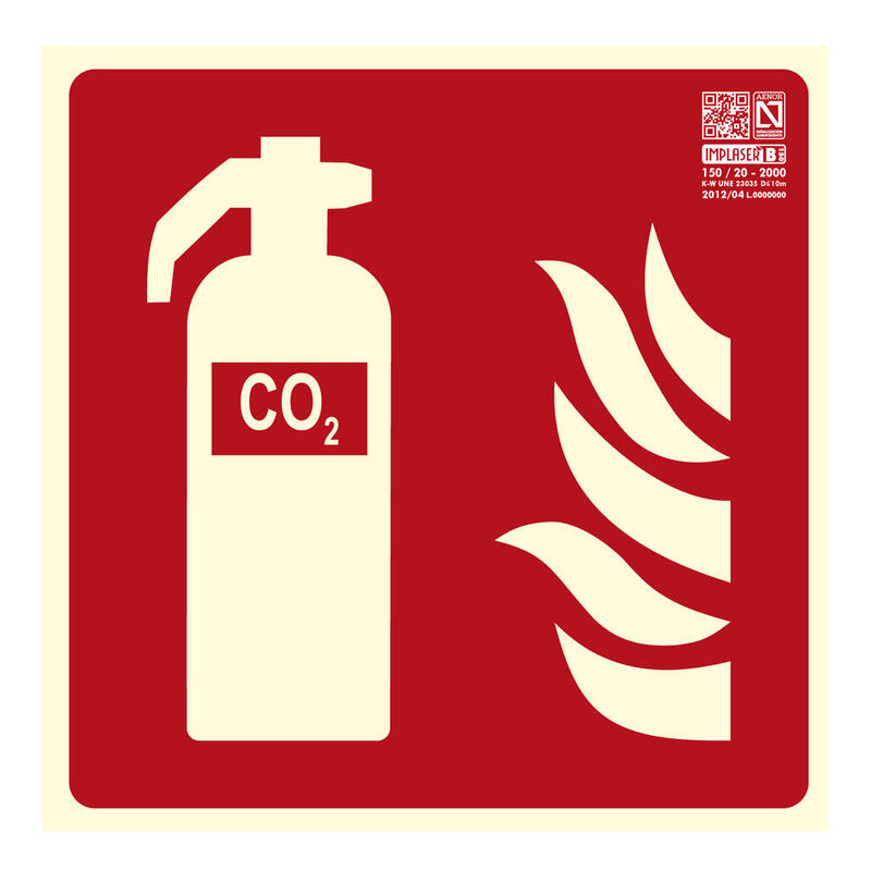 Implaser Ex219n Señal Extintor Co2 Riesgo Eléctrico 21x21cm