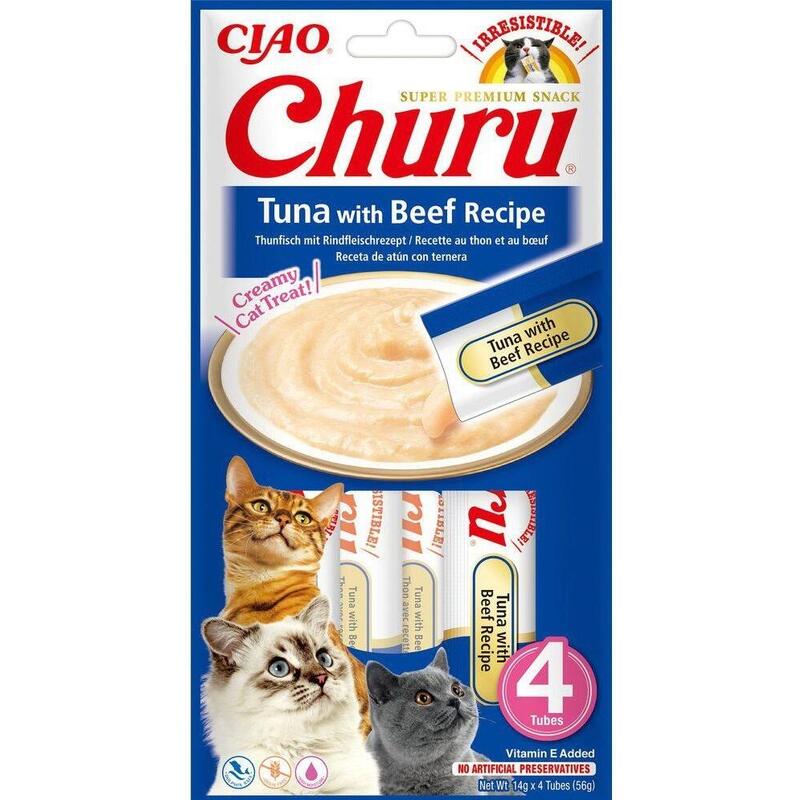 Inaba Churu Tuna With Beef Recipe - Goma Para Gatos - 4x14 G