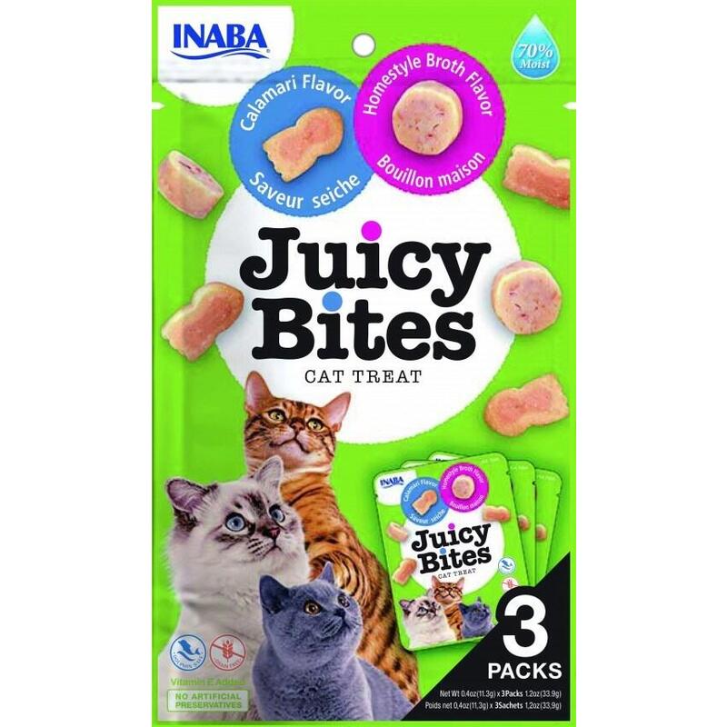 Inaba Juicy Bites Homestyle Broth And Calamari - Goma Para Gatos - 3x11,3 G
