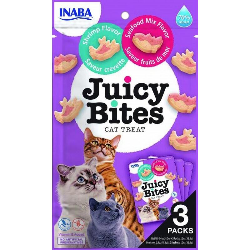 Inaba Juicy Bites Shrimp And Seafood - Goma Para Gatos - 3x11,3 G