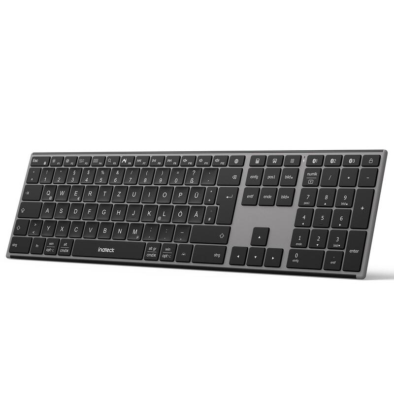 Inateck Keyboard, Ergonomic Design, Qwertz Gris