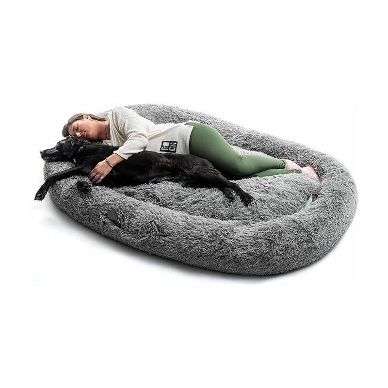 Innovagoods Cama Extragrande Para Mascotas Y Humanos - Bolsillo Lateral - Antideslizante - Facil Limpieza - Poliester -