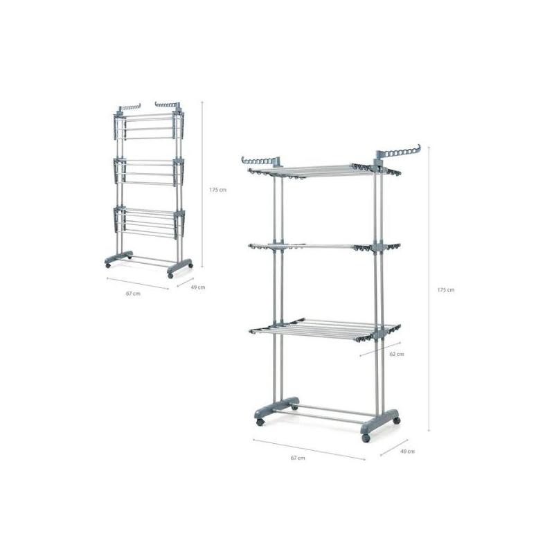 Innovagoods Dolver Tendedero Vertical Con Ruedas - 24 Barras - Soporta Hasta 40kg - Plegable - Altura Ajustable - 6