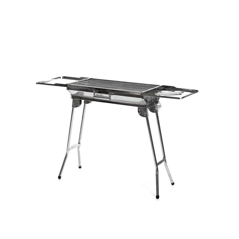 Barbacoa Innovagoods Exelq  Portatil De Acero Inoxidable - Plegable - Parrilla Extraible De 57x29cm - Asas De Transporte