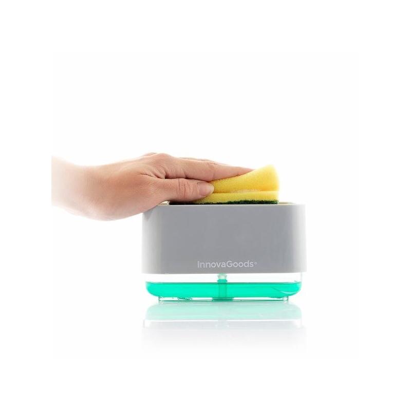 Innovagoods Pushoap Dispensador De Jabon 2 En 1 - Capacidad 330ml - Abs Y Poliestireno - Multifuncion - Antibacteriano