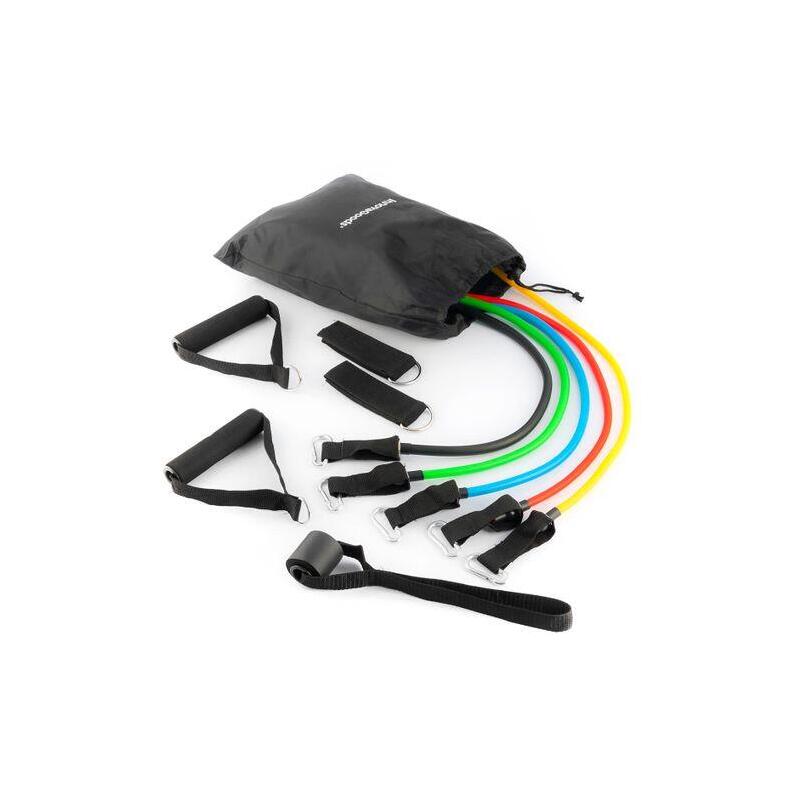 Innovagoods Rebainer Set De 5 Bandas De Resistencia Con Accesorios - Resistencia Ajustable - Guia De Ejercicios -