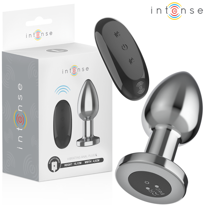 Intense - Plug Anal 10 Vibraciones Metal Con Control Remoto L