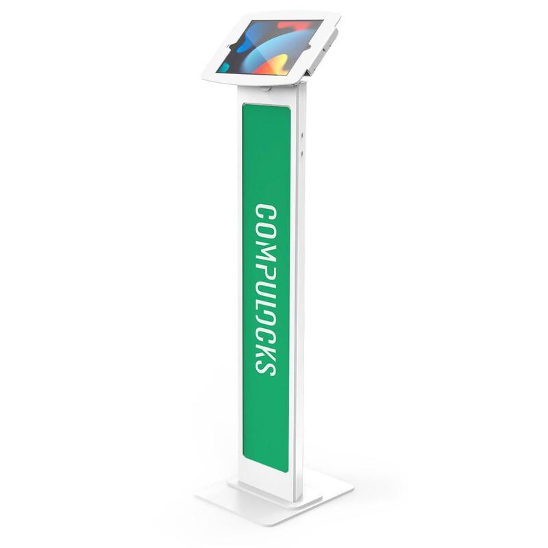 Ipad 10.2" Space Enclosure  Brandable Floor Stand White