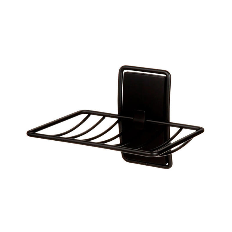 Jabonera Para Baño, Negro Mate, 1 Ud + 2 Tiras, Máx 900 Gr