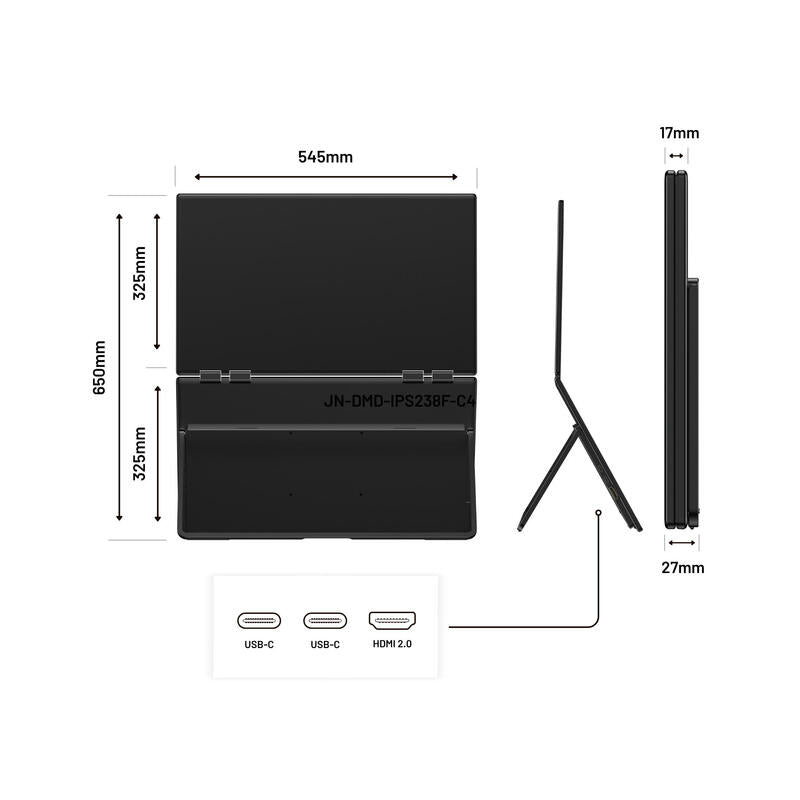 Japannext 60,5cm Jn-Dmd-Ips238f-C4 Dual-Monitor M-Touch Fhd