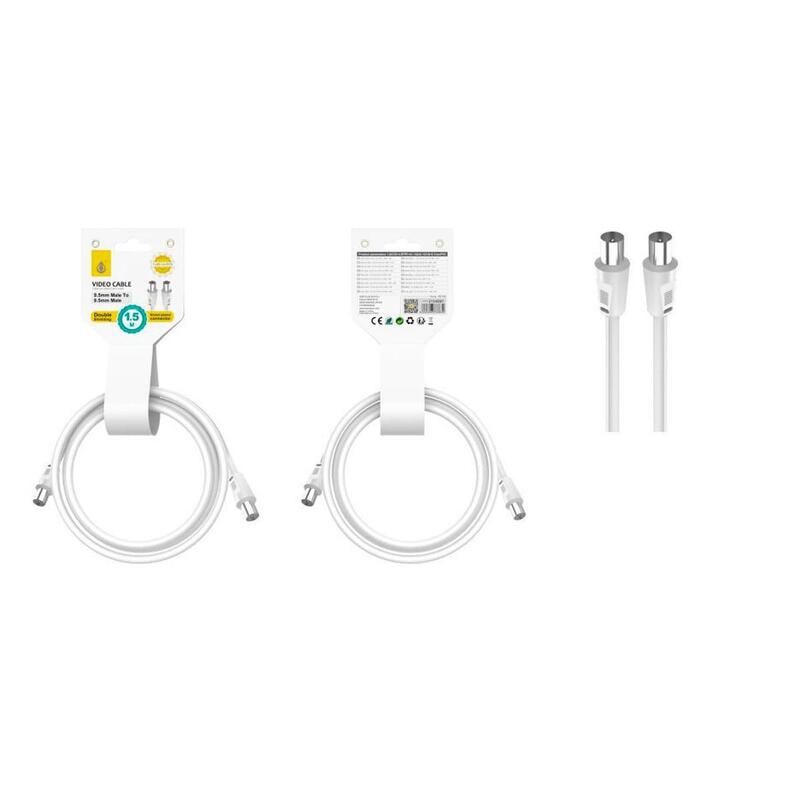 Jc Nb1489 Blanco Cable De Video (Coaxial), Conector Banado En Niquel, 9.5mm Macho A Macho, 1.5m