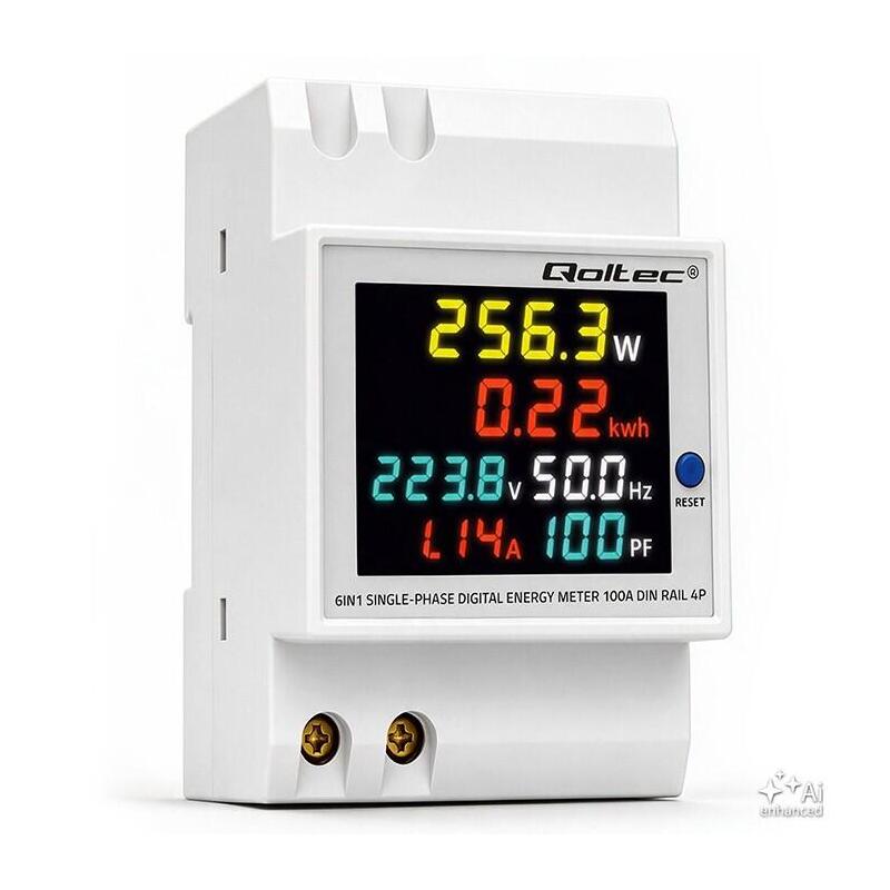 Jednofazowy Miernik Consumo Energii Para Riel Din 230v 100a 3p