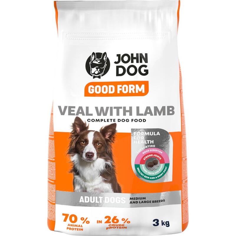 John Dog Good Form Adult Veal With Lamb - Alimento Seco Para Perros - 3 Kg
