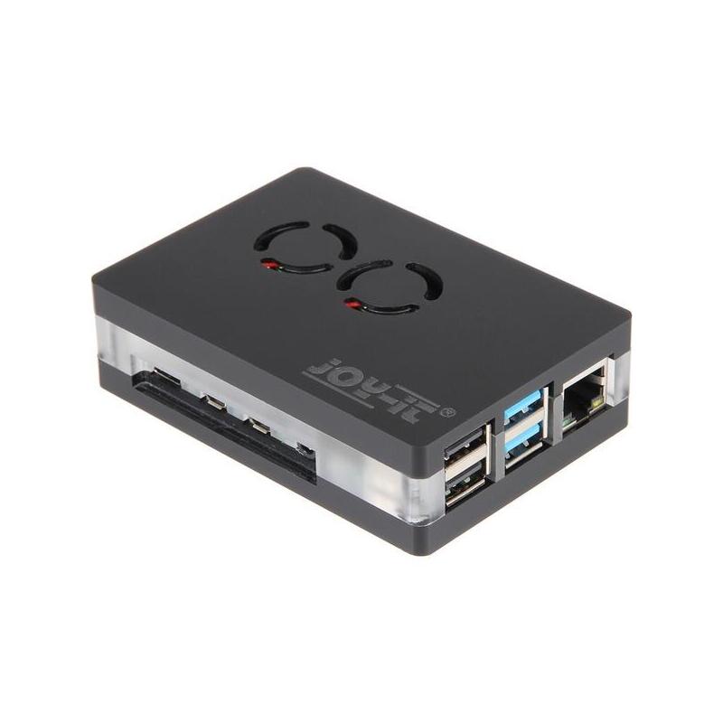 Joy-It Carcasa Negra Acrílica Con Doble Ventilador Para Raspberry Pi 4b