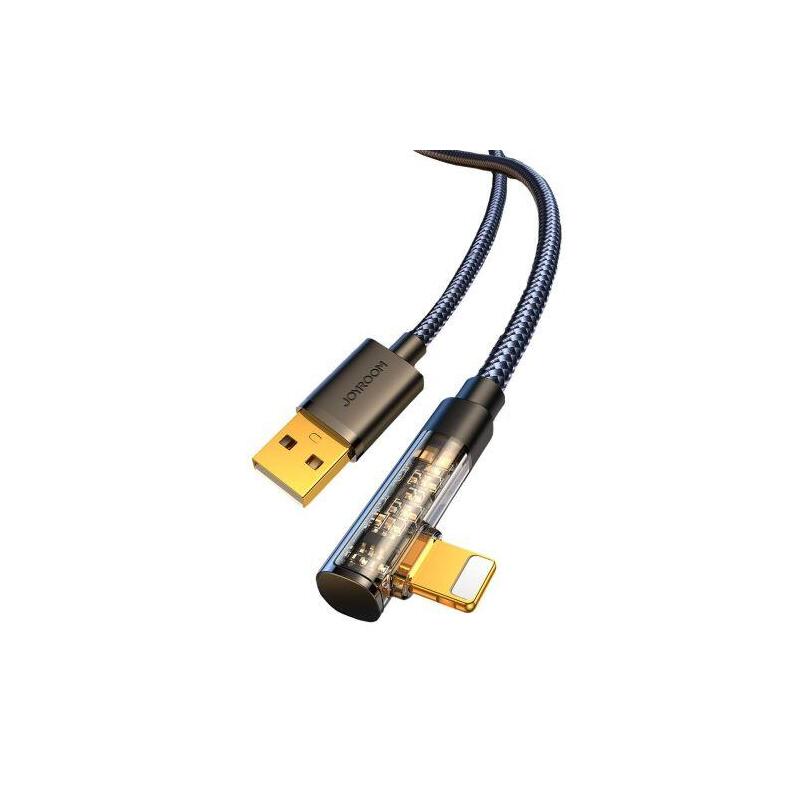 Joyroom Gaming Cable Lighning (Angled) - Usb (Straight) Cable 2.4a, 480mb/S, 1.2m, Black (S-Ul012a6)