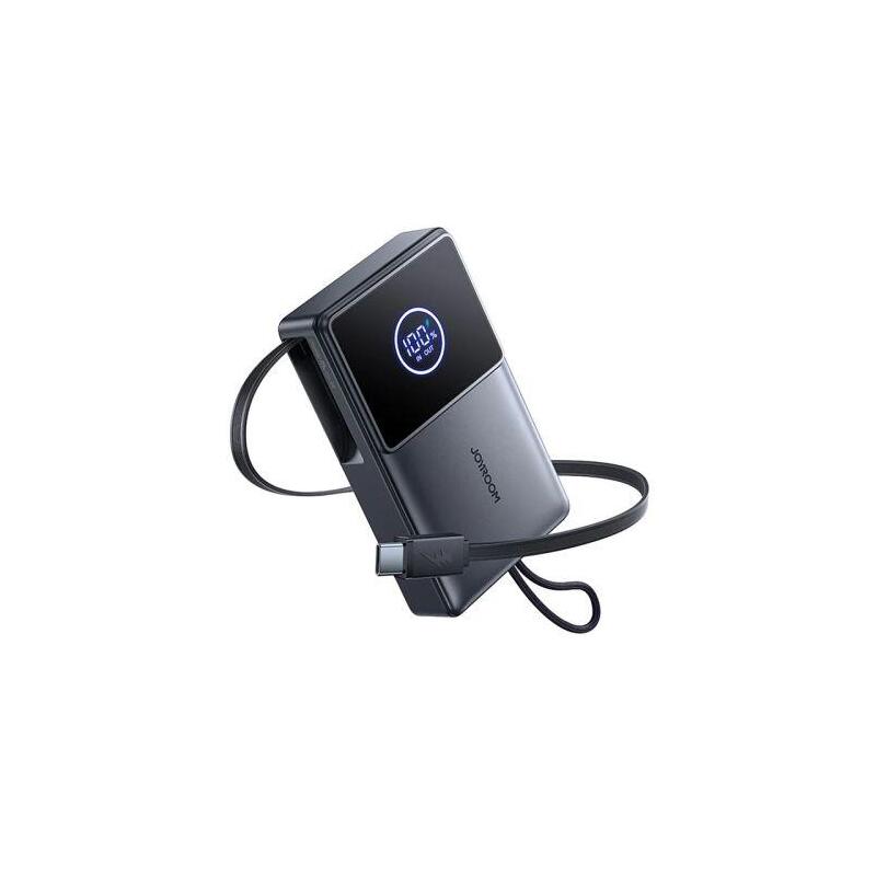 Joyroom Power Bank With Digital Display, C+U+U, Pd 22.5w, 10000 Mah With Built-In Retractable Typle-C Cable (0.7m) Black (Jr-Pr1)