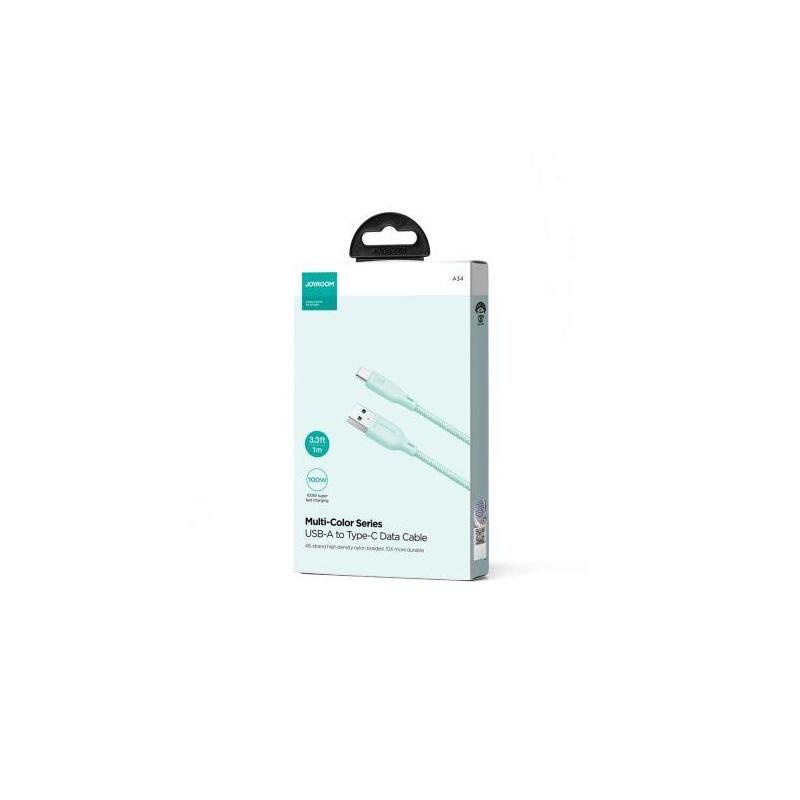 Joyroom Usb - Type-C Multi-Color Series Fast Charging And Data Cable, 100w, 1m, Green (S-A34)