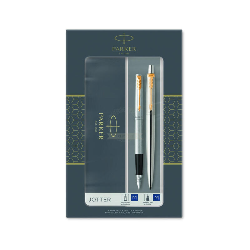 Juego De Bolígrafos De Acero Parker-Pen + Jotter Gt