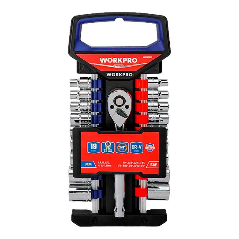 Juego De Carraca Y Vasos 3/8 Pulg, 19 Piezas, (Métrico-Sae)