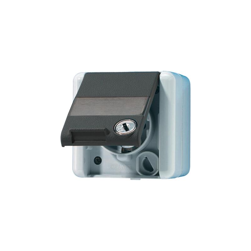 Jung 820 Na W Sl Ap Wd-Toma De Corriente Con Schriftfeld, Cerradura