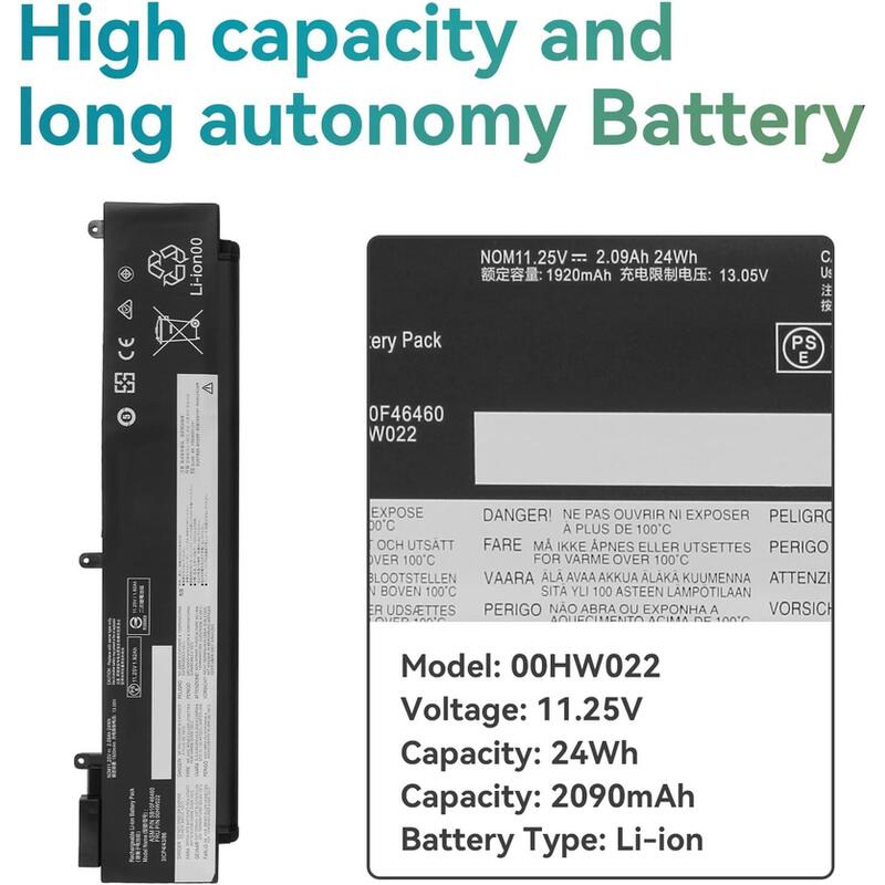 K Kyuer 24wh 00hw022 00hw023 Laptop Batería Compatible With Lenovo Thinkpad T460s T470s 20fa 20f9 20hf 20hg 20jt 20f9003sge 20fa003gge 20f90042ge 20fa0046pb 20hgs00v00 20hf004uge 00hw036 Sb10f46460