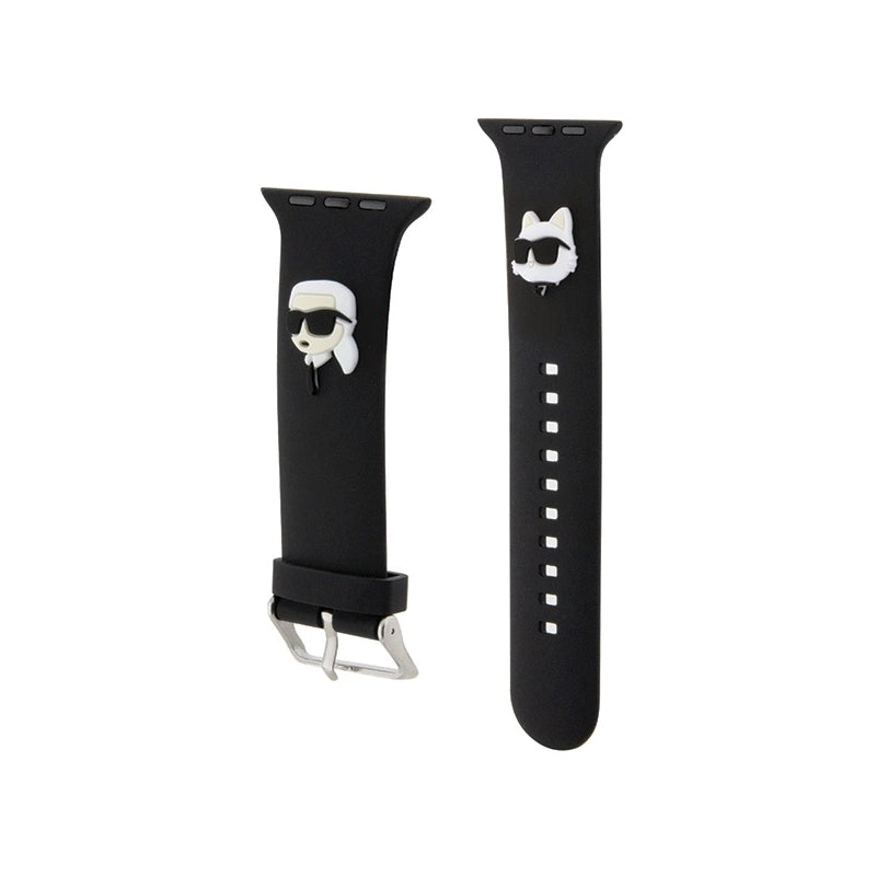 Karl Lagerfeld Klawlslkcnk Apple Watch Strap 42 44 45 49mm Black Black Strap 3d Rubber Karl&Choupette Heads