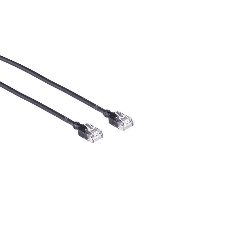 Kat6a Slim Utp 0,25m  Patchkabel Sort, Halogenfri