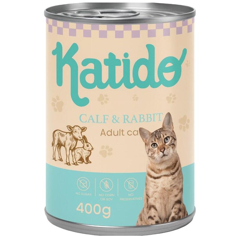 Katido Ternera Con Conejo Comida Húmeda Para Gatos 400g