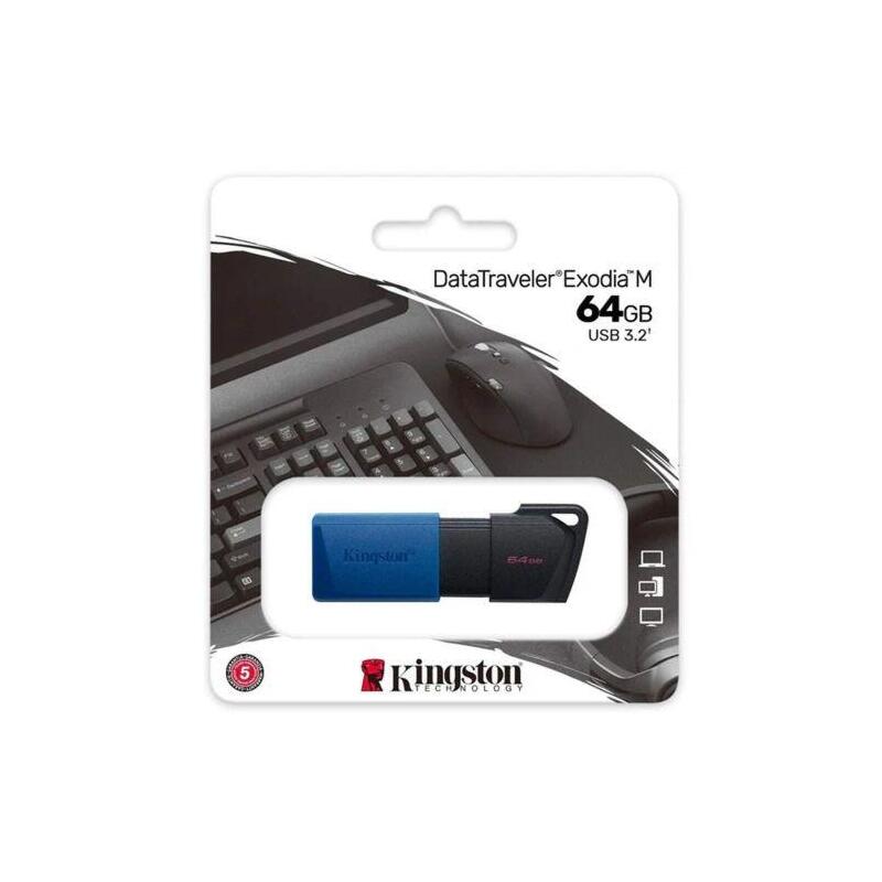Kingston Pendrive 64gb Datatraveler Exodia M Usb 3.2 Black/ Blue Eu (Dtxm/64gb)