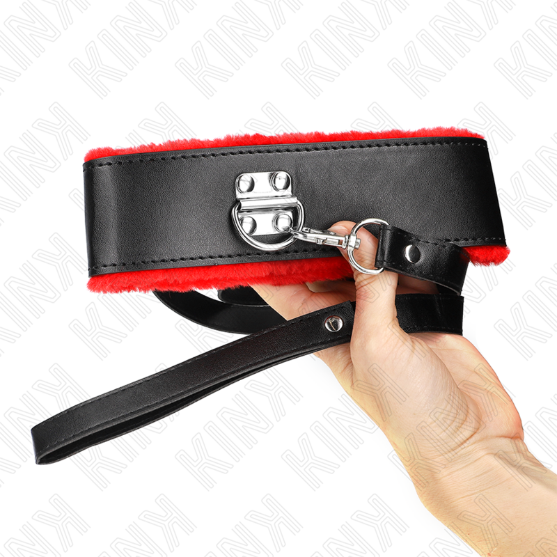 Kink - Collar Con Correa 116 Cm De Piel Rojo Ajustable 40-48 Cm X 6 Cm