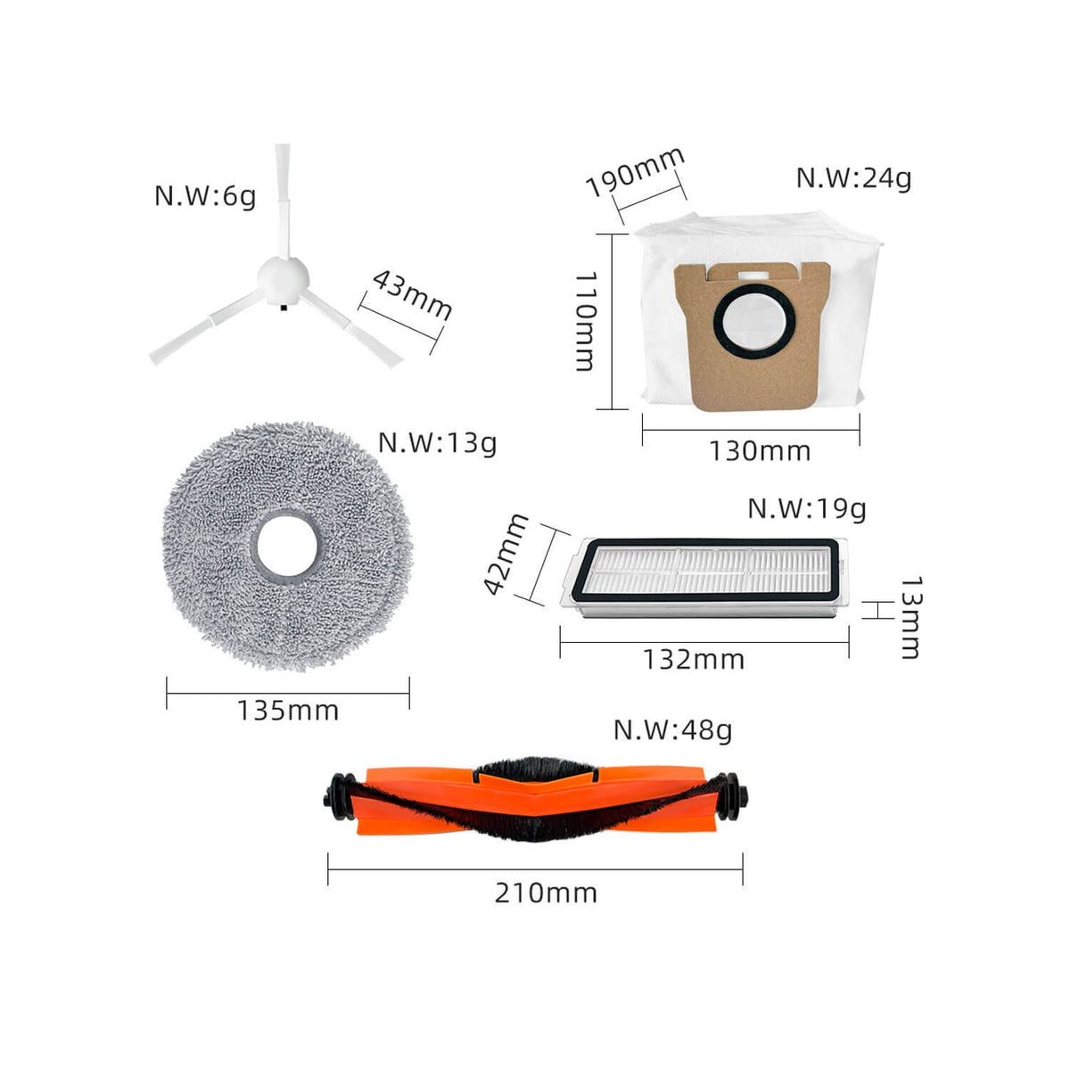 Kit De Recambios Para Aspirador Xiaomi Robot Vacuum X10+ X10 Plus B101Gl