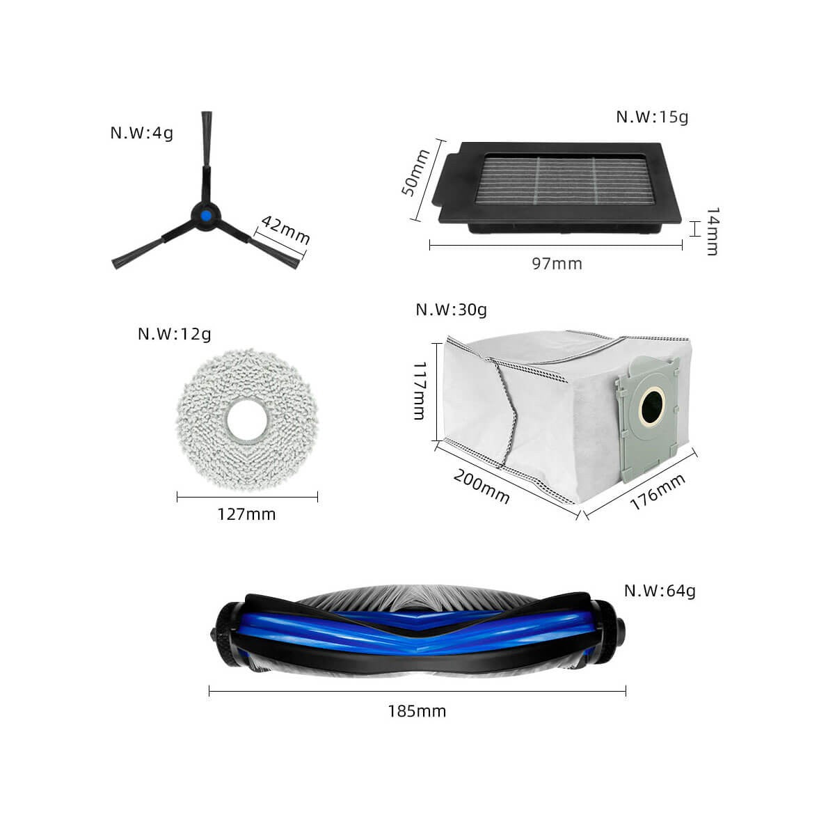 Kit De Recambios Para Aspiradora Ecovacs Deebot T50 Pro Omni