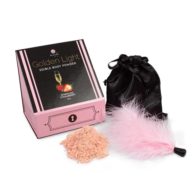 Secretplay - Golden Light Kit Polvos Comestibles Y Pluma Fresas & Cava