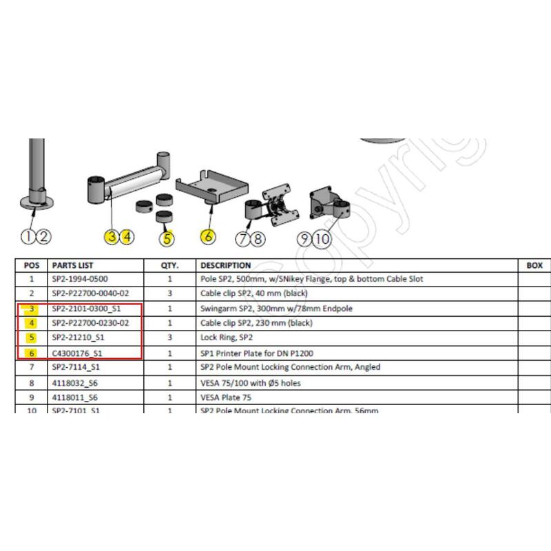 Kit: Swingarm Ap2,Cable Clip  Sp2, Lock Ring Sp", Sp1