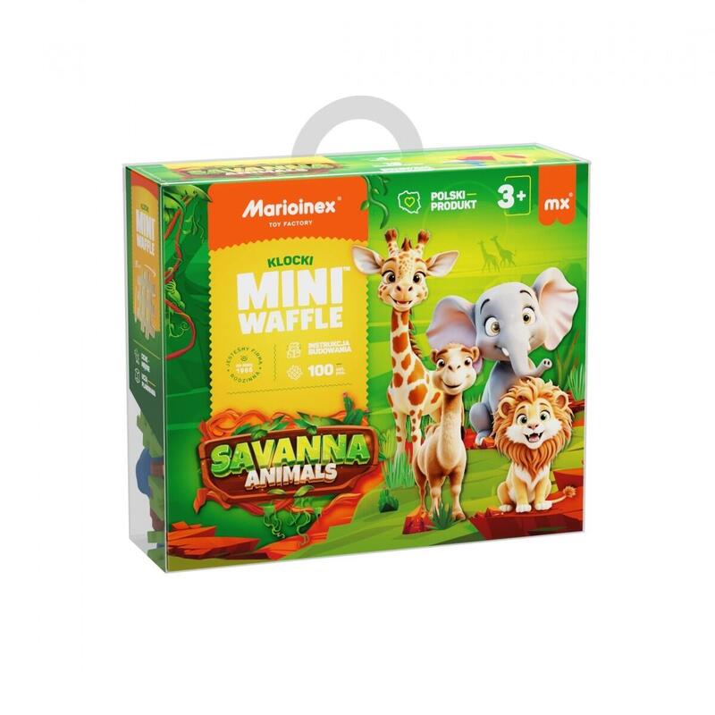 Klocki Mini Waffle - Zwierzeta Savanna 100 Elementów