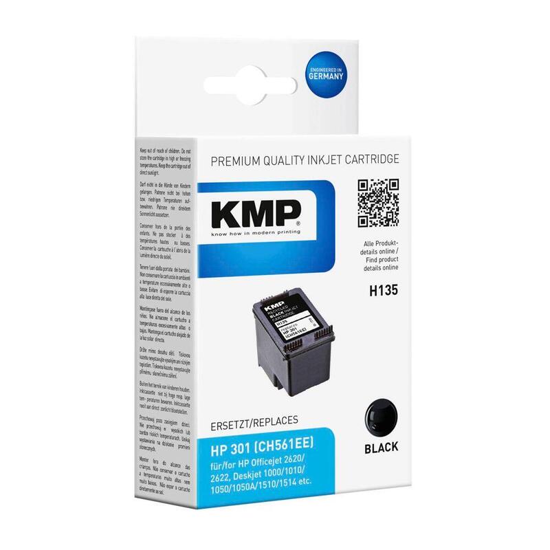 Kmp Patrone Hp Ch561ee Nr.301 Black 190 S. H135 Refilled