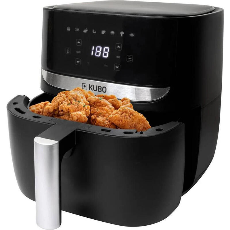 Kubo Freidora Sin Aceite 5.7l, Digital, Temporizador, Antiadherente, 1700 W, Acabados En Acero Inox, Negro
