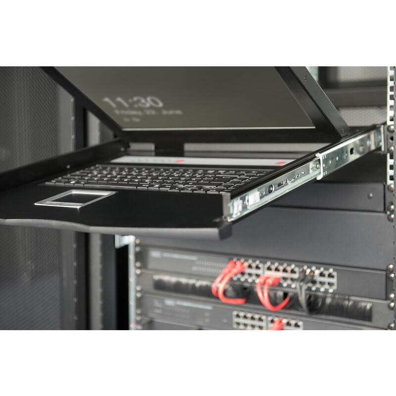 Kvm Modulare Konsole Mit 19" Tft (48,3cm), 1 Port Kvm & Touchpad, It Tastatur Ral 9005 - Schwarz Digitus Professional