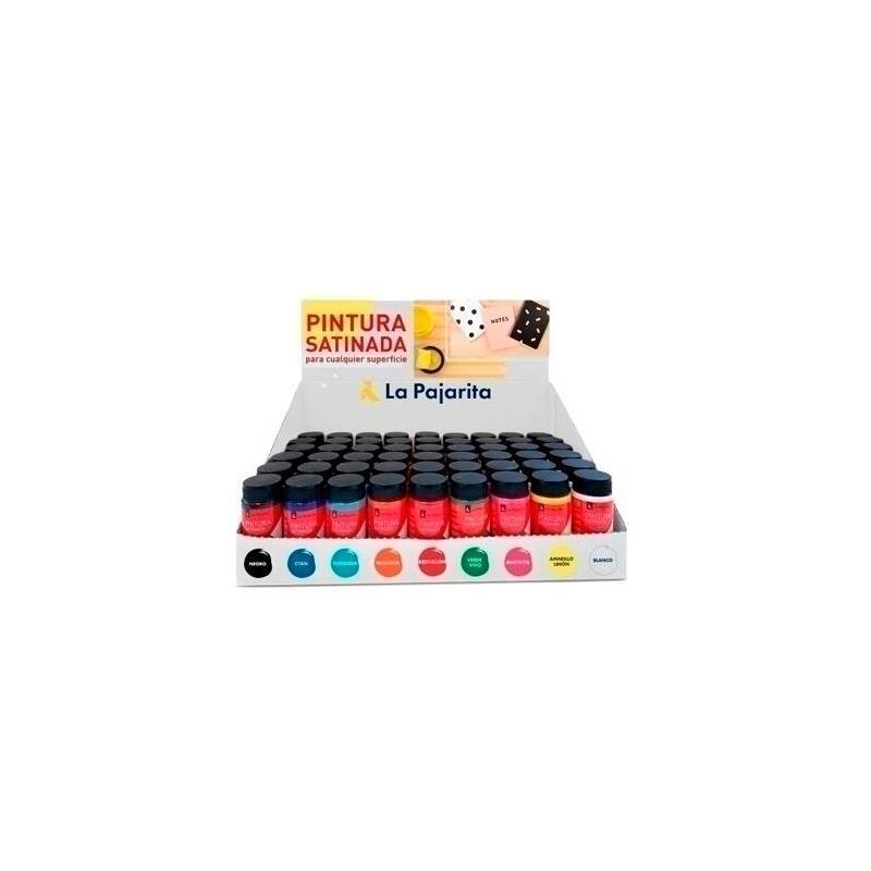 La Pajarita Expositor Sobremesa Pintura Satnada Bote De 35ml Colores Surtidos -54ud-