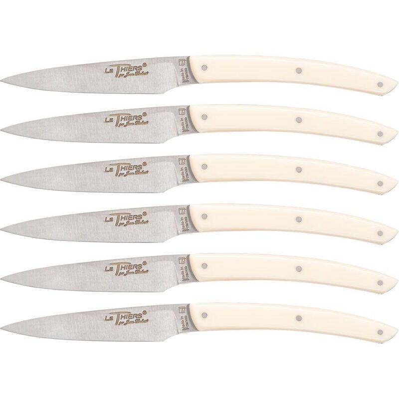 Laguiole Jean Dubos Knife Set 6 Pcs., Acrylic Ivory